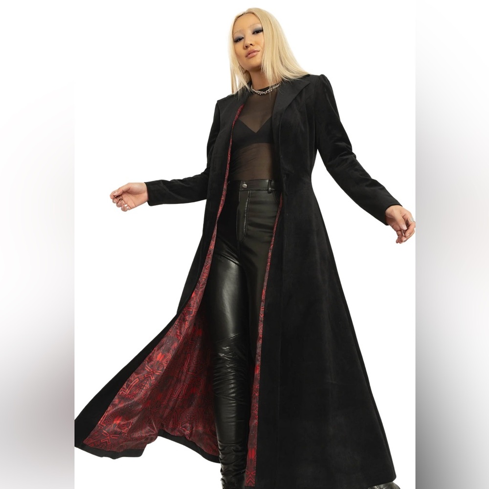 Black Cursed Bats
Velvet Trench Coat by Blackmilk size medium